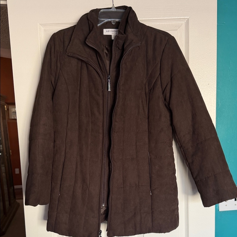 Liz Claiborne Dark Brown Quilted Puffer Jacket